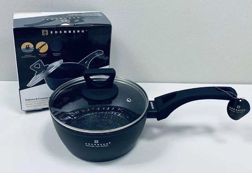 Ковшик Edenberg EB-3329 (16см на 1,3л) с мраморным покрытием, крышкой и индукционным дном EB-3329 фото