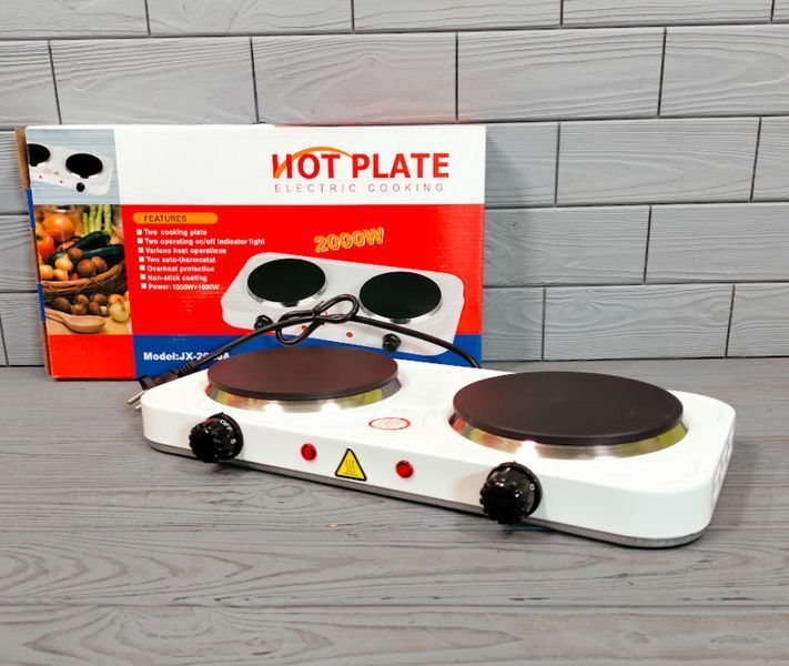 Двухконфорочная электрическая плита переносная SHot Plate JX-2020А 2000W / Дисковая электроплитка настольная JX-2020А фото