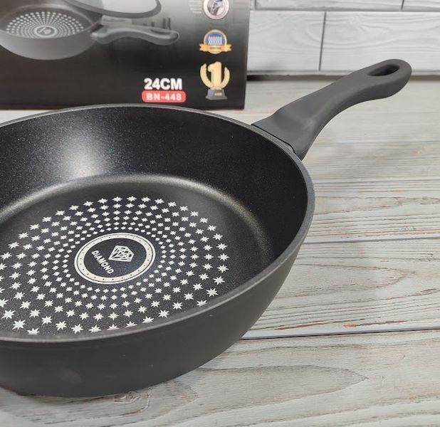 Глубокая сковородка 24 *6,5 см Benson BN-448 2,4 л с алмазным антипригарным слоем BN-448 фото
