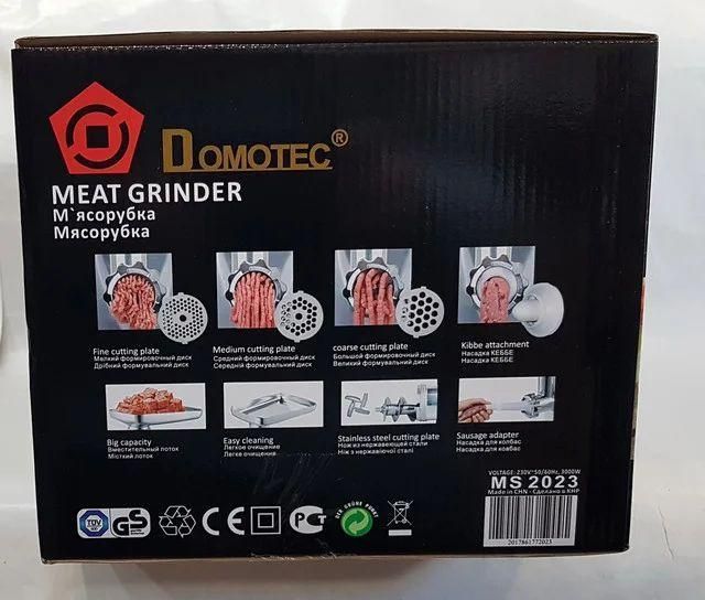 Мясорубка 3000W с насадками для томатов и колбасных изделий DOMOTEC MS-2023 (функция реверс) 2023 фото