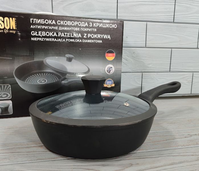 Глубокая сковородка 24 *6,5 см Benson BN-448 2,4 л с алмазным антипригарным слоем BN-448 фото