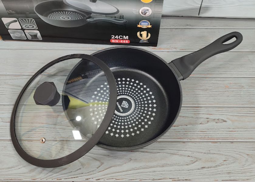 Глубокая сковородка 24 *6,5 см Benson BN-448 2,4 л с алмазным антипригарным слоем BN-448 фото
