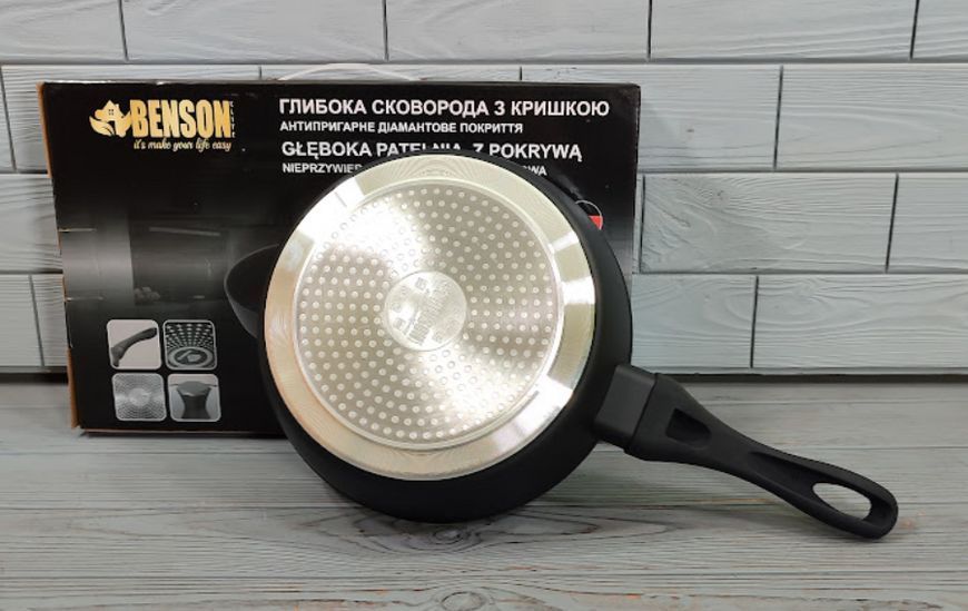 Глубокая сковородка 24 *6,5 см Benson BN-448 2,4 л с алмазным антипригарным слоем BN-448 фото
