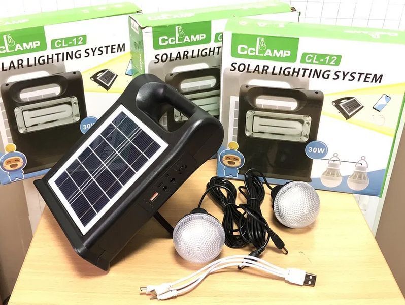 Фонарь кемпинговый с функцией Power Bank и солнечной панелью + 2 лампочки CL-12 / Мощный фонарик аварийный CL-12 фото