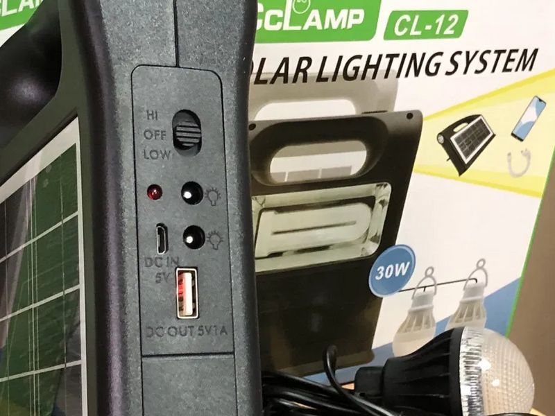 Фонарь кемпинговый с функцией Power Bank и солнечной панелью + 2 лампочки CL-12 / Мощный фонарик аварийный CL-12 фото