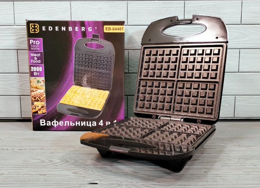 Вафельница электрическая 2000Вт для бельгийских вафель Edenberg EB-64407 с&nbsp;антипригарным покрытием EB-64407 фото