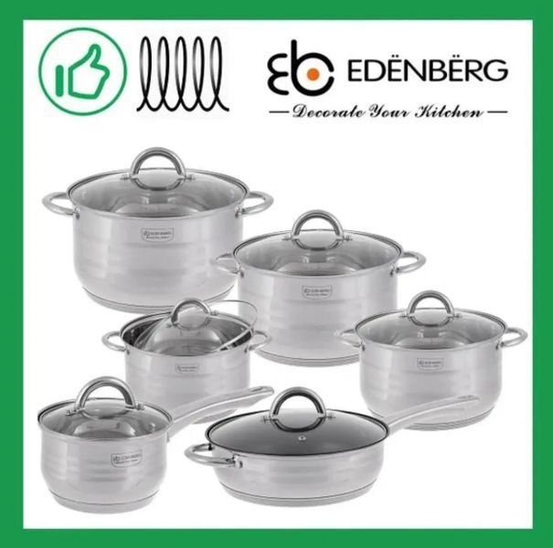 Набор кухонной посуды Edenberg EB-4006 12 предметов / Набор кастрюль с индукционным дном EB-4006 фото