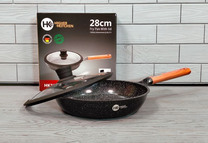 Універсальна сковорода Higher Kitchen НК319 28 см із кришкою й антипригарним гранітним покриттям НК-319 фото